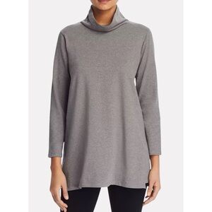 Eileen Fisher Funnel Neck Tunic Top Gray Organic Cotton Size PP/PS Classic